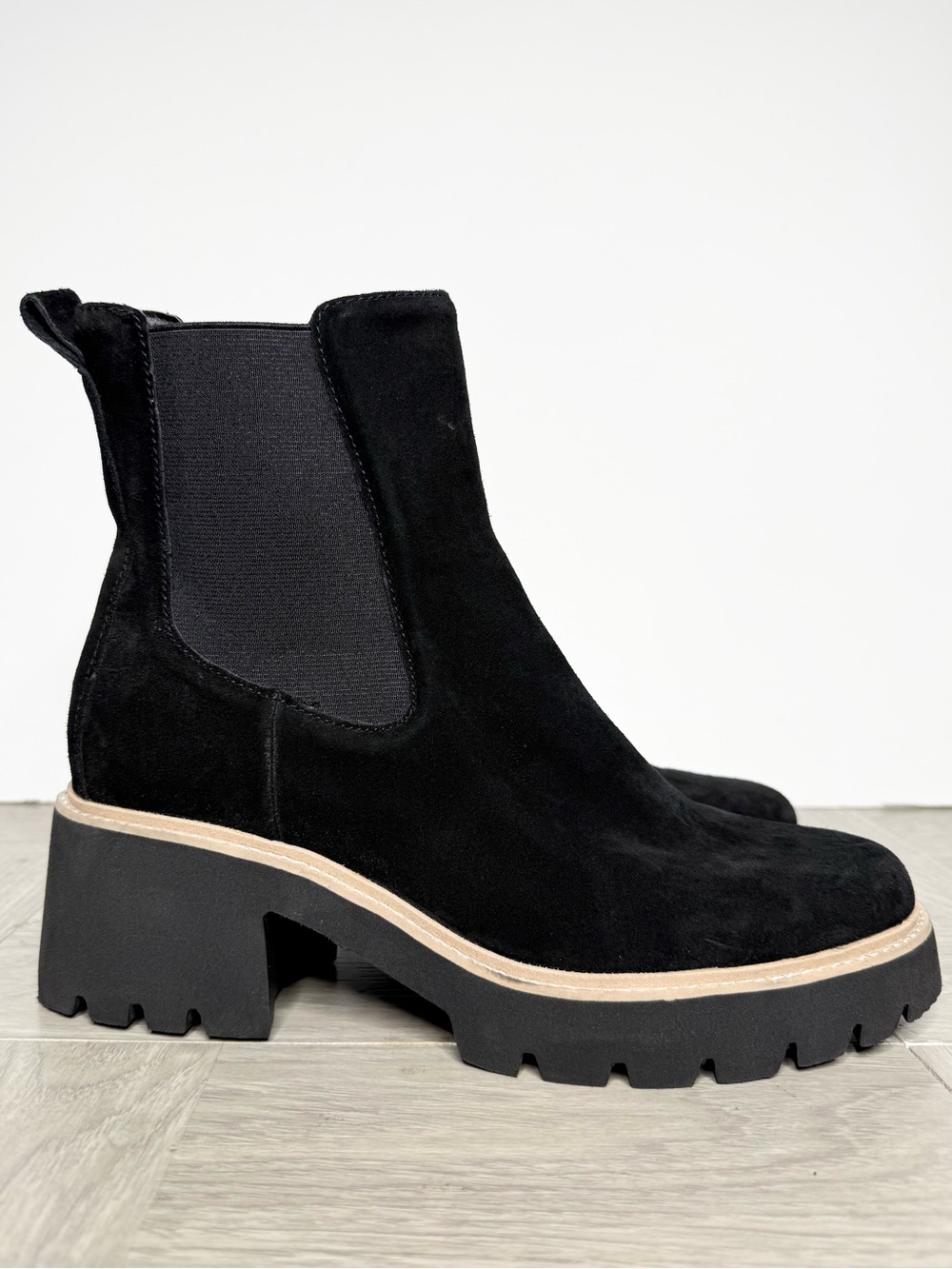 Dolce Vita Black Suede Heeled Chelsea Boot 10